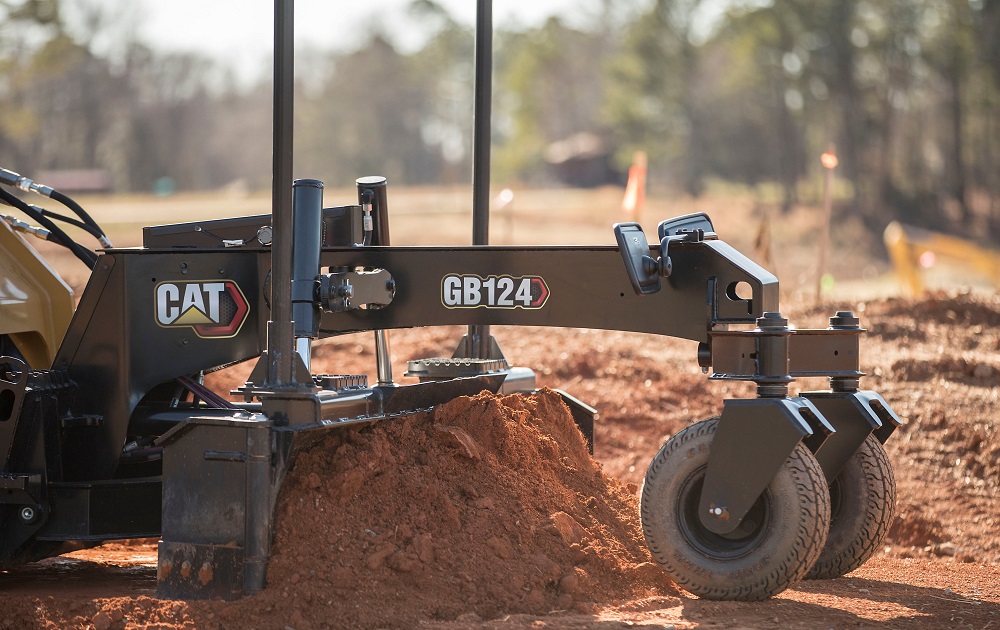 CAT SMART Attachments — Dozer Blade, Grader Blade, and Backhoe — come together with machine in